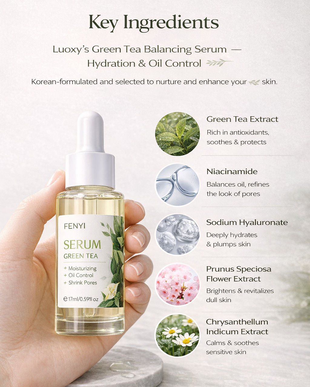 Green Tea Balancing Serum – Hydration & Oil Control (0.57 fl oz)