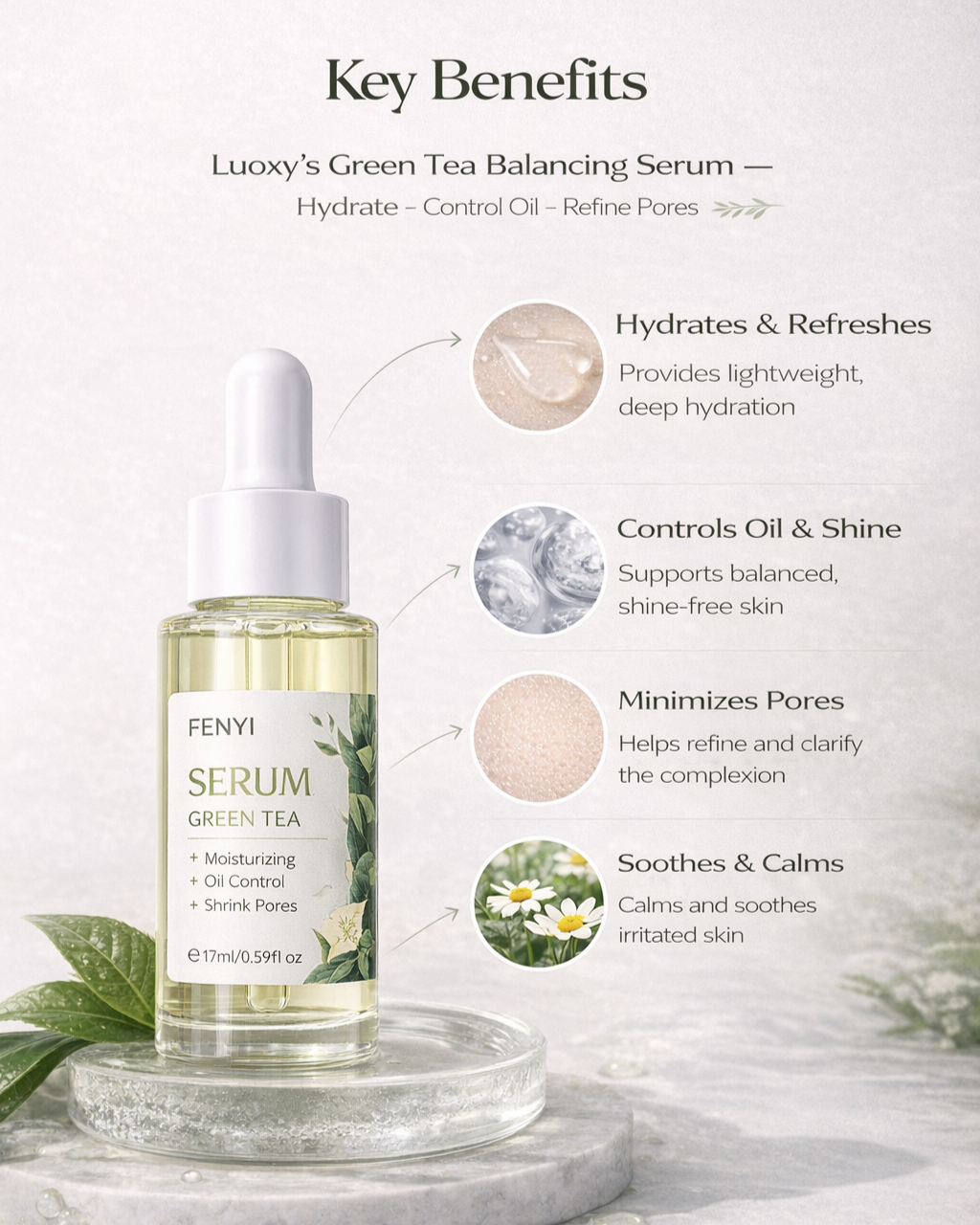 Green Tea Balancing Serum – Hydration & Oil Control (0.57 fl oz)