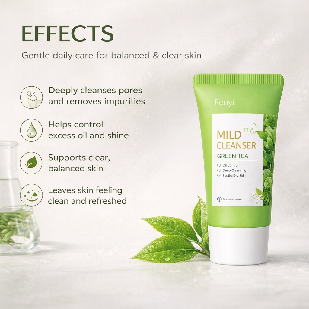 Green Tea Facial Cleanser – Gentle Deep Cleansing Foam (1.76 oz)