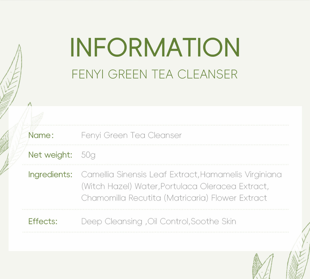 Green Tea Facial Cleanser – Gentle Deep Cleansing Foam (1.76 oz)