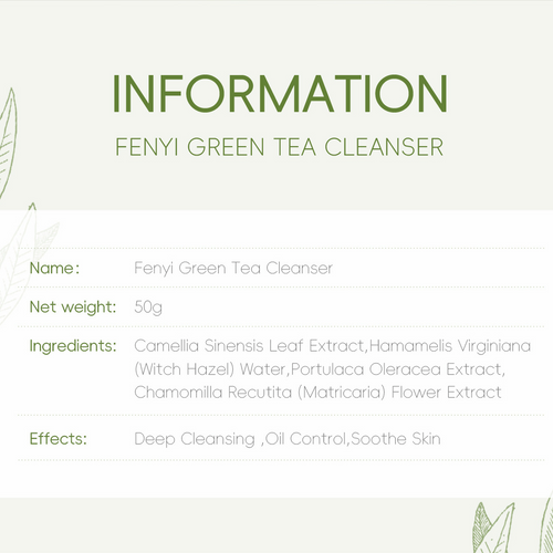Green Tea Facial Cleanser – Gentle Deep Cleansing Foam (1.76 oz)